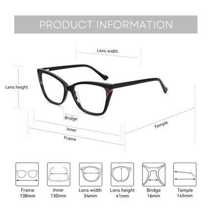 ZENOTTIC M Size Cat Eye Eyeglasses Women Vintage Acetate Inspired Design Prescription Lenses Classic Style