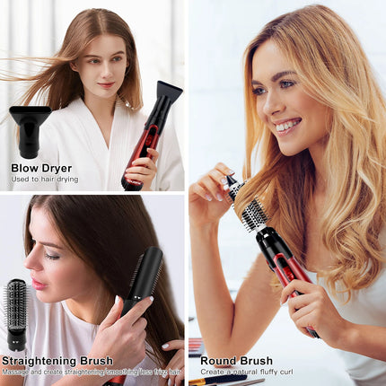 Solimpia 3-Head Hot Air Brush Hair Dryer Strong Wind Electric Straightener Curler Roller Comb Blower Styling Tool for Woman 800W