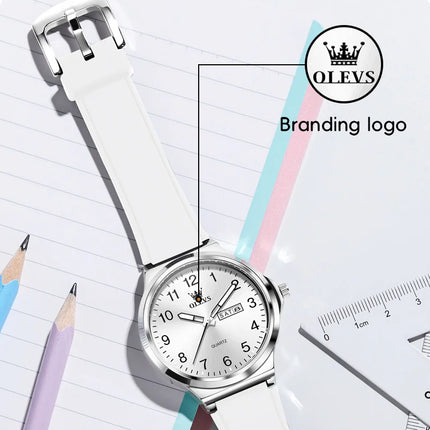 OLEVS 5647 Man's Watch Fashion Big Dial Quartz Watch For Men Number Scale Waterproof Luminous Dual Calendar Simple Hand Clock