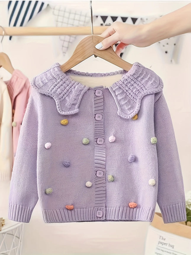 Girls' Knitted Cardigan Jacket, Fashionable Children's New Baby Autumn Clothing, Korean Style Children's Knitted Knitwear, Trendy Outerwear