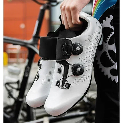 Cycling Shoes Road Bike Men White Breathable SPD Self-Locking Cleat Racing Road Bike Shoes Women Flat MTB Bicycle Sneakers