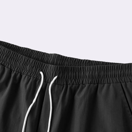 Men's Spring and Autumn Multi-Pocket Cargo Pants with Elastic Waistband and Drawstring Adjustment, Solid Color Multi-Pocket Long Pants Suitable for Outdoor Sports and Leisure
