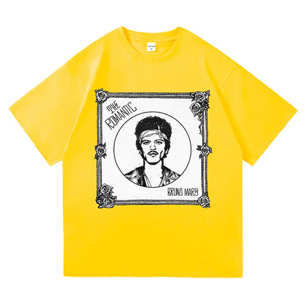 Bruno Mars The Romantic Tee Shirt 2026 New Album Retro Men/women Clothing Harajuku High Quality Tops Cotton TShirts Vintage