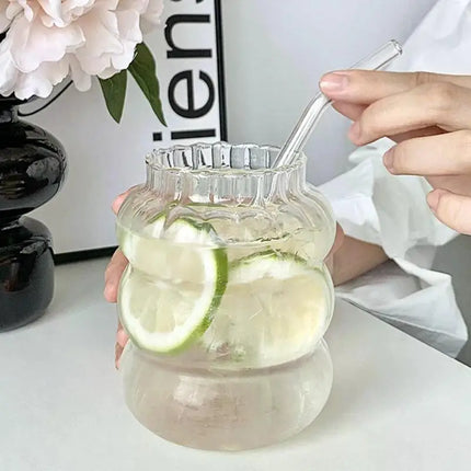 Transparent Glass Cup Exquisite Heat-resistant Tumbler Tea Juice Milk Coffee Mug Water Glasses Stripe Mug Drinkware 350ml-865ml