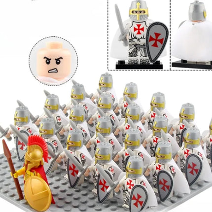 21PCS Medieval Ancient Roman Warrior Series Spartan 300 Warrior Children's Building Block Toys DIY Micro Scene Ornaments