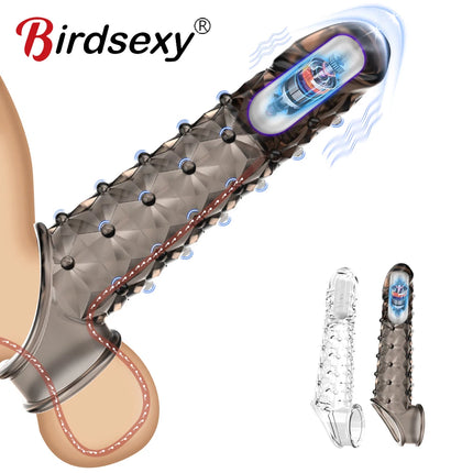 Cock Ring Vibrator Penis Sleeve Penis Enlargement Granule Clitoris G-spot Stimulate Delay Ejaculation Anal Plug Sex Toys For Men