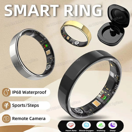 2026 New Smart Ring Heart Rate Blood Pressure Sleep Monitoring Motion Tracking IP68 Waterproof Men Women Smart Ring Holiday Gift