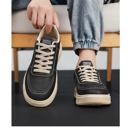 2025 Autumn Men's Thick-Sole Breathable Sports Casual Sneakers - White Trainers with Height-Enhancing Design for Students.