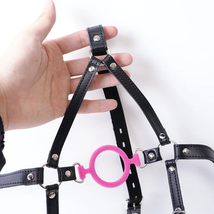 Restraints O Ring Gag Breast Clips Adult Games Slave BDSM Fetish PU Leather Bondage Harness For Women Erotic Sex Toys