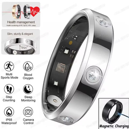2026 Smart Ring Women Men Super Narrow 6.3mm Heart Rate Health Stress Measurement Monitor IP68 Waterproof Fashion Sports Rings