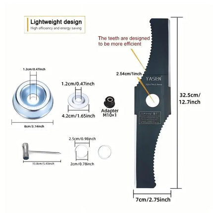 1Pc 12.7inch S-Shaped Toothed Blade, Mounting Hole 1inch, Easy to Install, Durable and Lightweight Design, Rotating Brush Knife Trimming Head Weeding Blade, Suitable for Garden Gardening Lawn Trimming