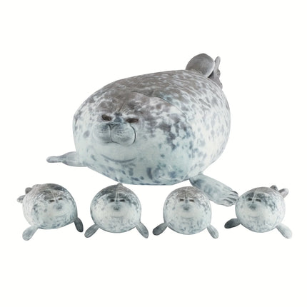 40cm Plush Blob Seal Pillow Mother with Four Kids Seal Chubby 3D Novelty Sea Lion Doll Stuffed Toy Pillow Gifts for Kids Girls