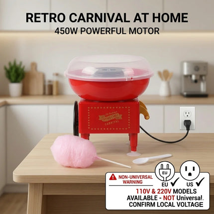 450W Mini Cotton Candy Maker for Home Party DIY Sweet Marshmallow Machine Support Less Oil 110V 220V Version Not Universal