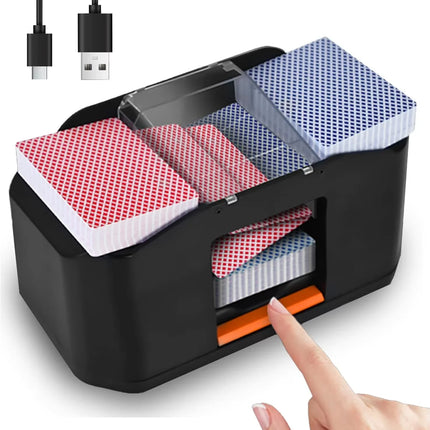 Quiet & Rechargeable 2 Decks Card Shuffler, Automatic 2000 mAh Quiet Electric Shuffler, Playing Cards, Texas Hold'em, Poker, Hom