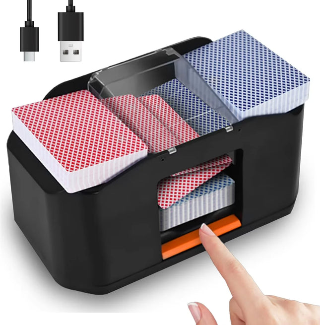 Quiet & Rechargeable 2 Decks Card Shuffler, Automatic 2000 mAh Quiet Electric Shuffler, Playing Cards, Texas Hold'em, Poker, Hom