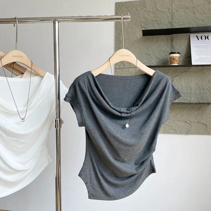 Slim Fit Modal T-irt Korean Sle ort Sve Dstring Waist Design Breathable Sweat Absorbent Summer New Arrival Women'...