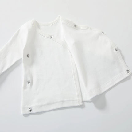 Newborn Baby Clothing Slanting Open Buckle T Shirt Tops Cotton Long Sleeves Solid Color Tees Baby Boys Girls Outfit 0-12 Months