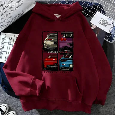 2025 Jdm Style Printed Hoodie Unisex Men Women Casual Fashion Hooded Pullover Sweatshirts Long Sleeves Y2k Streetwear Clothing