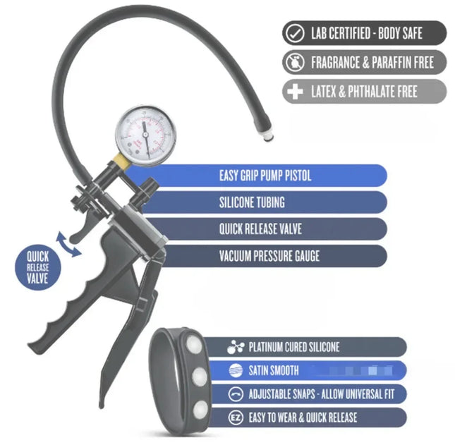 Male Handle Penis Extender Vacuum Pump Accessories Compatible Pointer Vacuum Handle Spring Valve Snap Connection Enhancement Kit