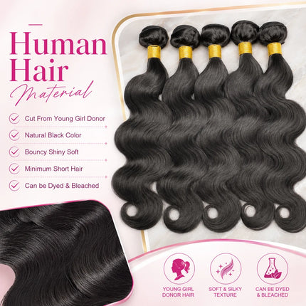 16A Body Wave Human Hair Bundles 30 40Inch Unprocessed Brazilian 1/3/4 Bundles Human Hair Raw Hair Bundles Weave Extensions
