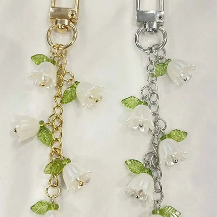 Faux pearl orchid keychain with tassel charm for backpacks bags cars earphone cases gift for women men teachers graduation birth