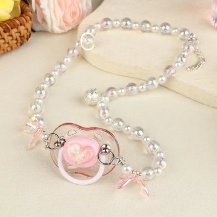 Sweet Beads Chain Pacifier Gag Collar Couple Toy Soft Silicone High-end Adult Pacifier Creating An Exclusive Luxury Leisure Time