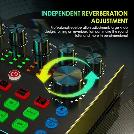 Live Sound Card V8S Audio USB External Sound Card Bluetooth Microphone Mixer Voice Changer Live Streaming Audio Sound Mixer