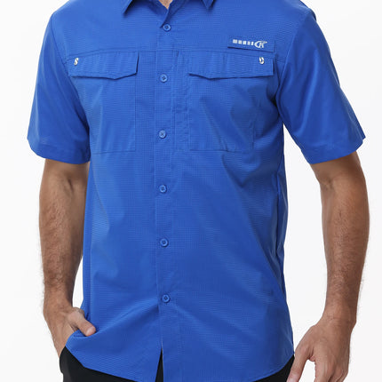 Summer UPF 50+ Men's Short Sleeve Fishing Shirts, Breathable Cargo Shirt, Button Down Tactical Shirts Cooling for Hiking Safari