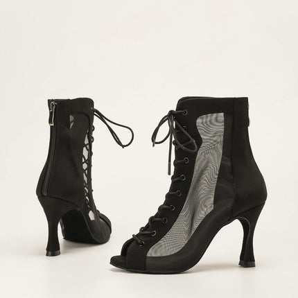 Profession Latin Dance Shoes Woman Suede Mesh Ventilation Ballroom Salsa Boots for Girls Soft Bottom Practice Jazz Latin Boots