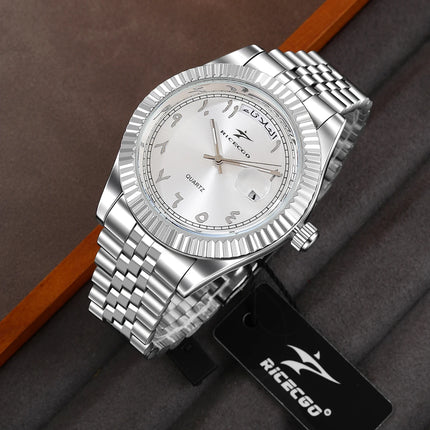 Business Mens Watches Stainless Steel Luxury Quartz Movement Wristwatch Clock Casual Chronograph for Holiday Couple Gift
