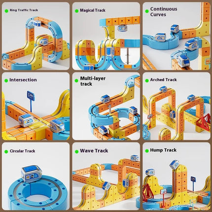 84-179Pcs Electric 3D High-Speed Train Set for Kids - Magnetic Track Building Vehicle Toy Educational DIY Set for Boys & Girls