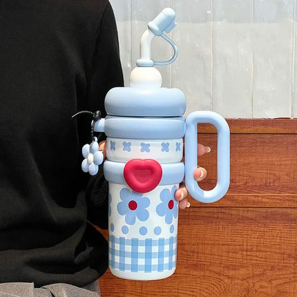 920ML Insulated Thermos with Handle Handheld Thermos Coffee Cup Stainless Steel Large Capacity Sports Water Kettle Travel