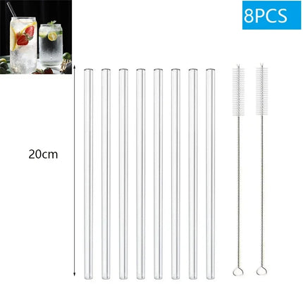 1-10Pcs Reusable Smoothie Glass Straw, Clear Drinking Straws for Smoothie Milkshakes Environmentally Friendly Drinkware Straw