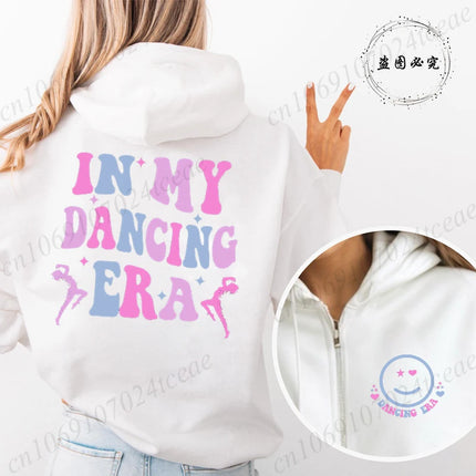 In My Dancing Era Printed Sweatshirts Women Zip Up Hoodie Sweatshirts Cozy Tops Women Hoodies Dance Girl Coats Sudadera Moletom