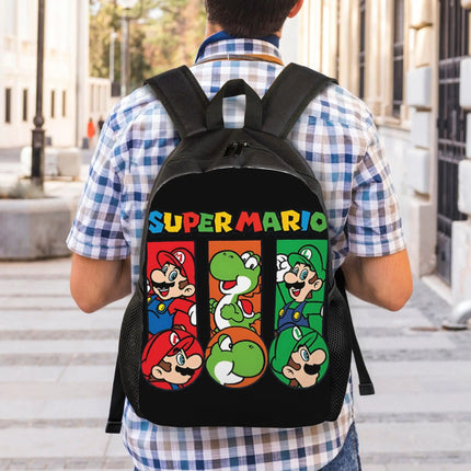 3D Printing M-Marioed Backpacks for Boys Girls Cartoon Yoshi College School Travel Bags Men Women Bookbag Fits 15 Inch Laptop