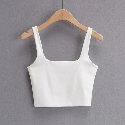 2025 Summer Women Sexy Sleeveless Tops Fashion Short Square Collar Tank Tops 6 Colors
