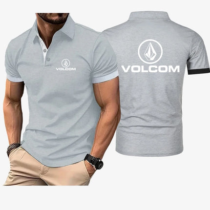 VOLCOM 2025 Men's Fashion Solid Short Sleeved Lapel Polo Shirt Summer Quick-drying Breathable Comfortable Harajuku Top