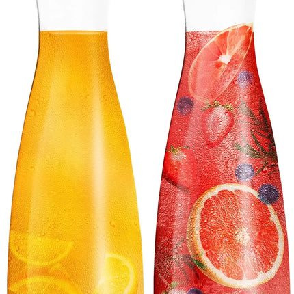 2pcs Water Carafe with Flip Top Lid  Milk, Iced Tea Beverage, Cold Brew and Mimosa Bar. Juice Containers with Lids Accessories