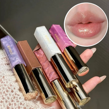 Cizn Galaxy Qin Lip Gloss Moisturizing and Long-Lasting Fine Shimmer Plumping Lip Gloss Mirror-Like Water Gloss Daily Lipstick Cosmetics Same Style as Girl Groups