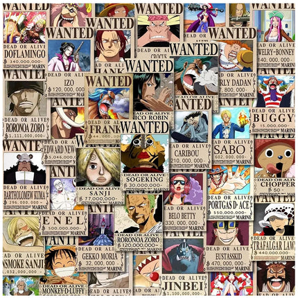50/100pcs Japan One Piece Anime Stickers Cartoon Decals DIY Skateboard Car Laptop Motorcycle Waterproof Cool Sticker Classic Toy