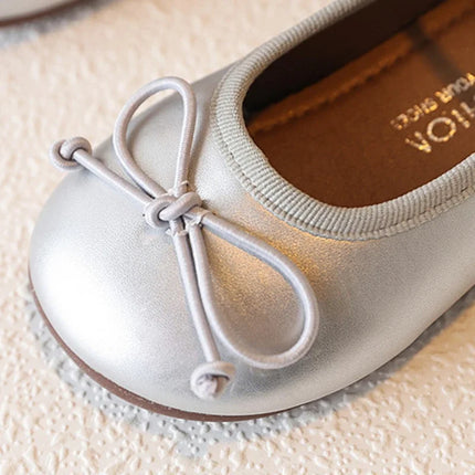 Girls' Loafer Shoes Round-toe Versatile Kids Leather Shoe Spring Autumn Bowknot New Children's Flats for Princess Ballet Fashion