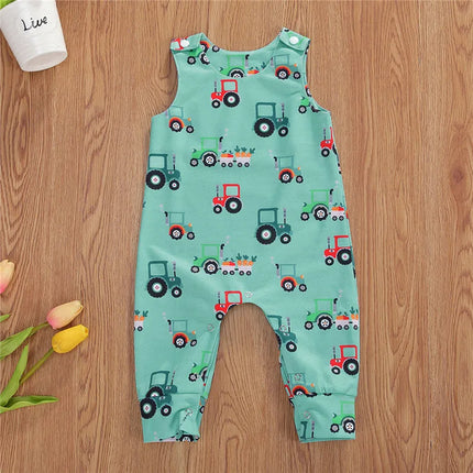 0-24months Baby Cartoon Patterns Jumpsuit Mermaid Zebra Tractor Alpaca Print Romper For Boys And Girl Summer Sleeveless Playsuit