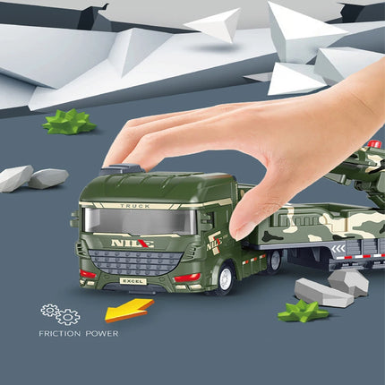 1pcs-Simulated Inertial Military Towing Truck Rocket Missile Vehicle Nuclear Cannon Model Children's Toy Car Birthday Gift