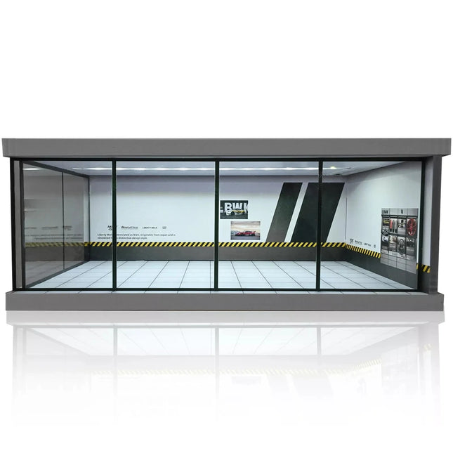 Diorama 1: 43 Car Showroom Parking Lot Scene Model with LED Lighting City Car Garage Scene Display Models