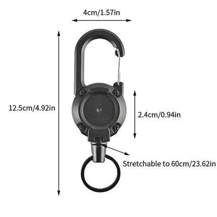 Retractable Heavy Duty Pull Reel Carabiner Key Chains Strong Steel Wire Rope Buckle Spring Key Ring Outdoor Sporty Keychain Tool