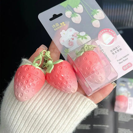 Keychain Strawberry Warm Change Lip Balm Moisturizing Anti-dry Nourishing Fruit Lipstick Pink Colored Lip Tint Makeup Lips Care