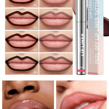 4colors Highly Pigmented Lip Liner Tattoo Matte Peel Off Enhance Lip Liner Lasting Lip Stain Waterproof Transfer-proof Lipstick
