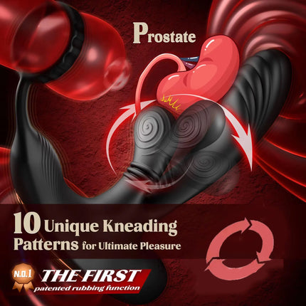360° Circular Kneading Anal Vibrator Male Prostate Massager with Cock Ring 3 in 1 L-Shaped Vibrators Adult Anal Sex Toy for Gay