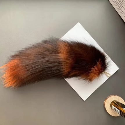 Natural Fox Fur Tail Keychain Furry Y2k Beautiful Accessory Fox Tail Keychain Length 40 Cm Car Keychains for Women