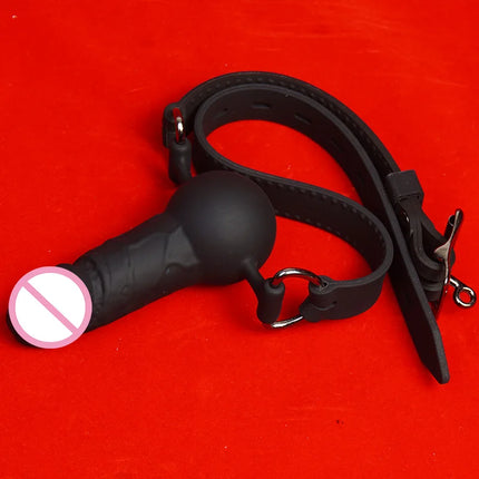 Insertable BSDM Silicone Mouth Dildo Gag Ball,Slave Oral Sex Deep Throat Training,Adult Toys For Couples Games,Muzzle Bondage